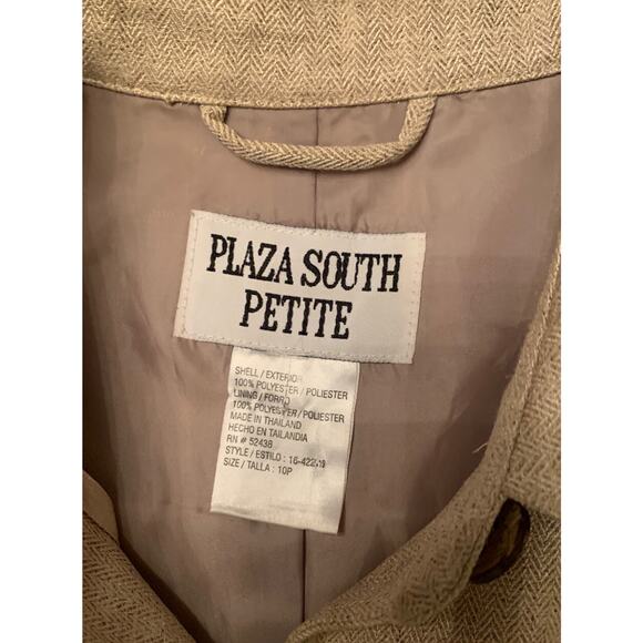 VINTAGE Plaza South Midi Dress Womens Petite 10P Beige Button Down Secretary - Picture 6 of 13